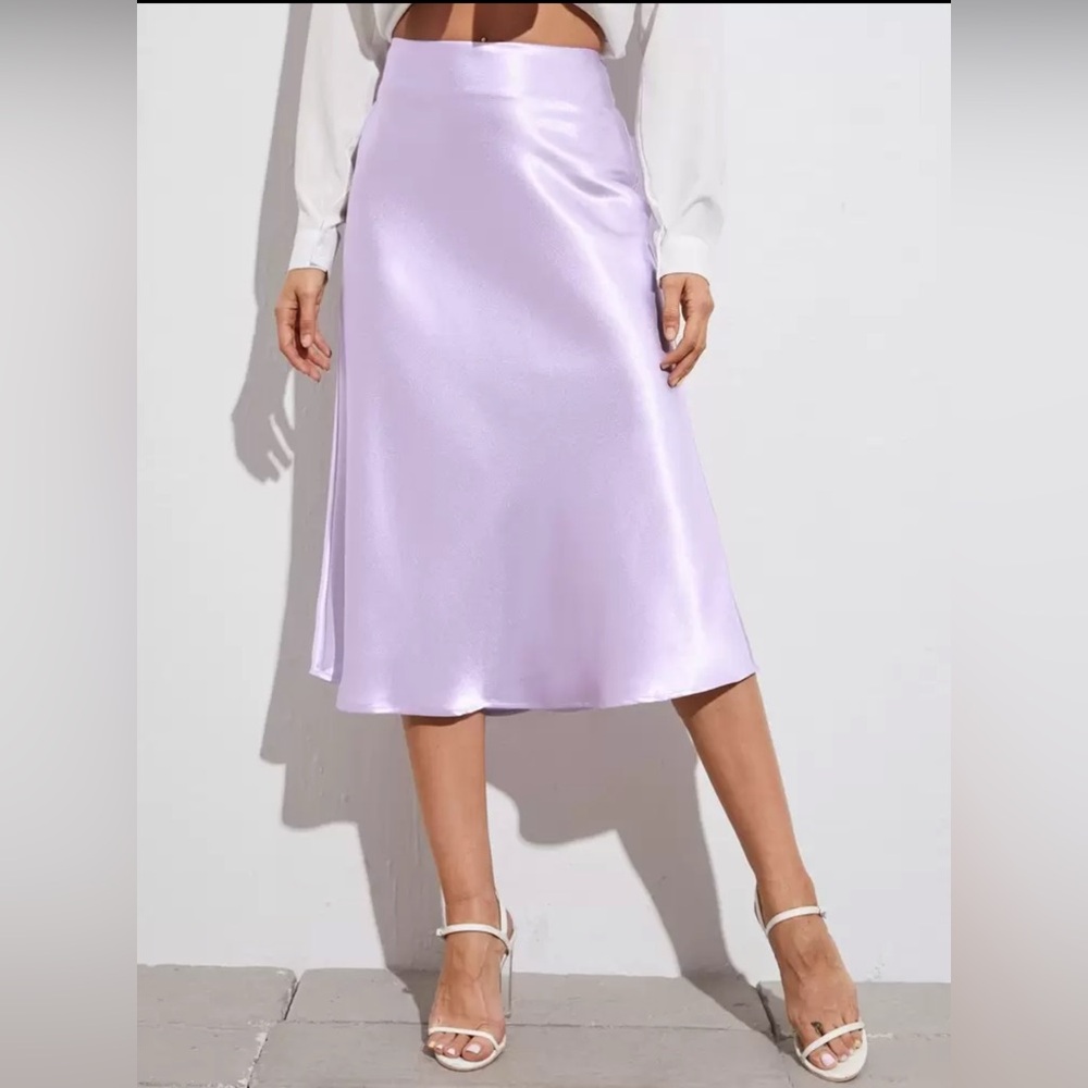 SHEIN Purple Midi Slip Skirt for Cocktail